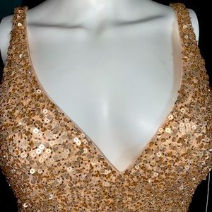 Mac Duggal rose gold dress.